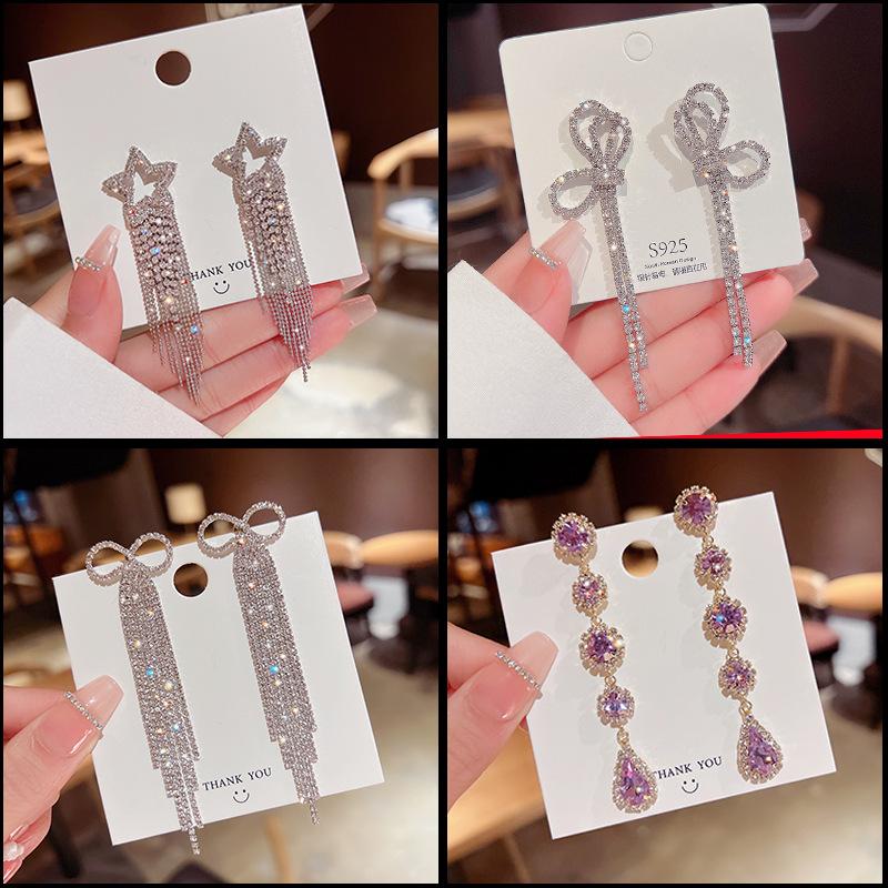 925 Silver Needle Tassel Pearl Earrings: High-End Celebrity Design for Women
