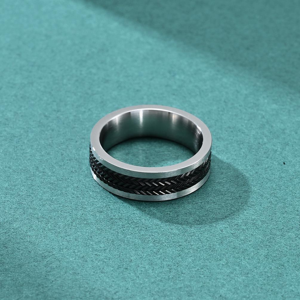 7mm Male Stainless Steel Spinning Rotating Wheat Ear Pattern Ring for Men Punk Anti Stress Jewelry