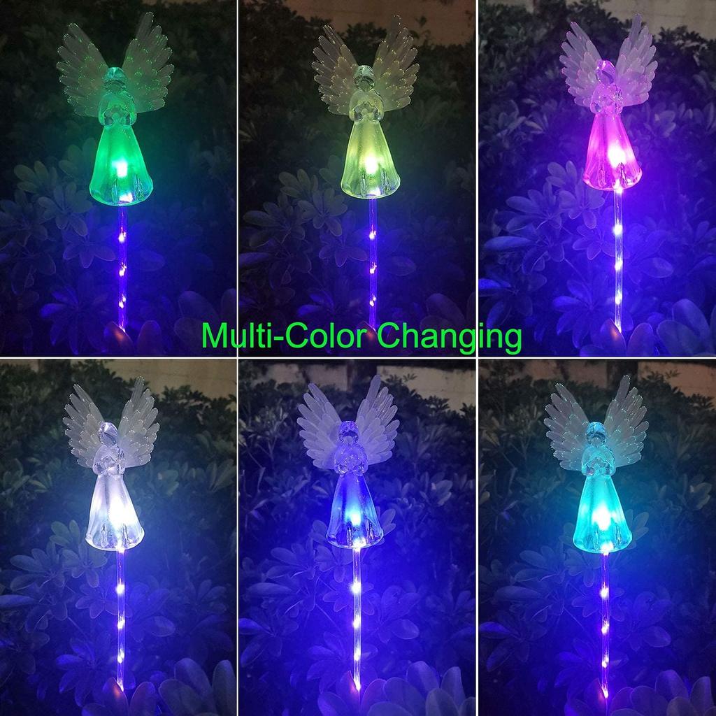 4 Pack Solar Angel Lights Outdoor Decor,Solar Powered Color Changing Angel Easter Stakes Decorative Memorial Lights Garden Yard Lawn Pathway Grave