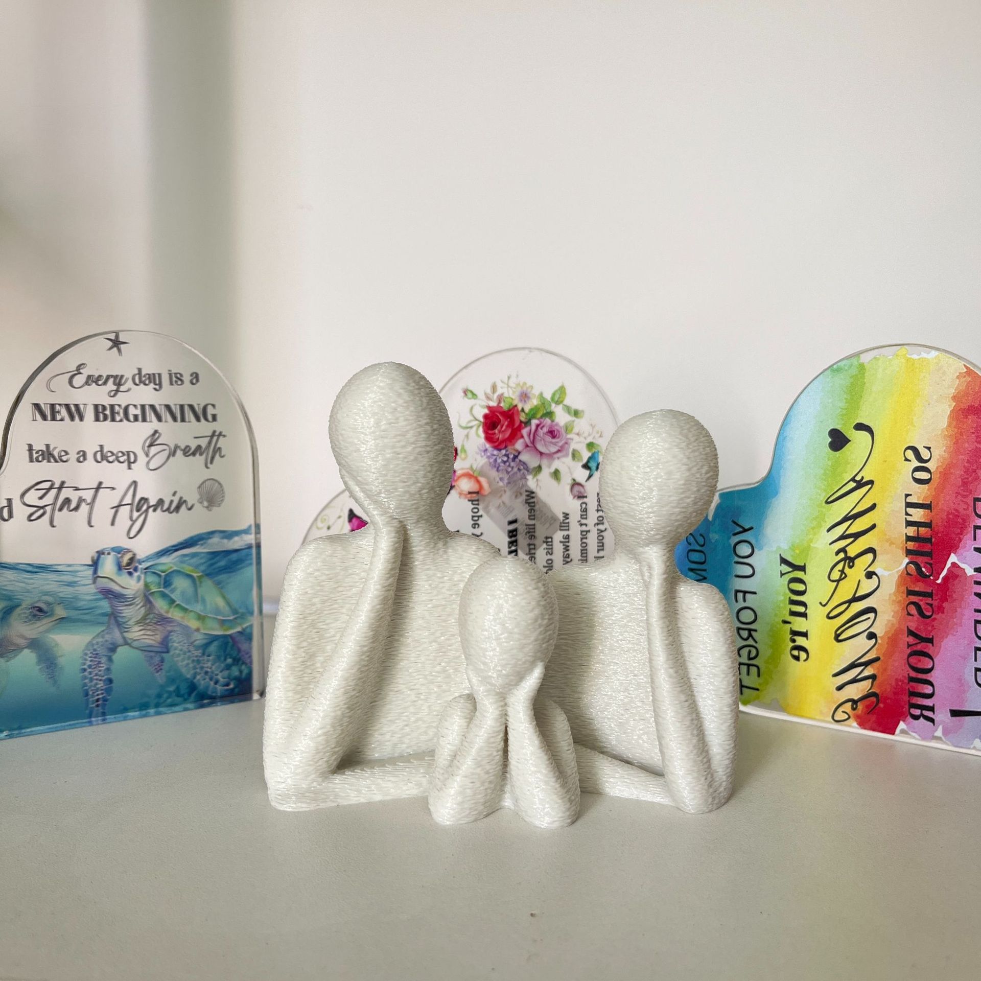 

3D printing decoration for a family of three Abstract Family Figurines Set, Black & White, Home Decor Ornament слонова кістка