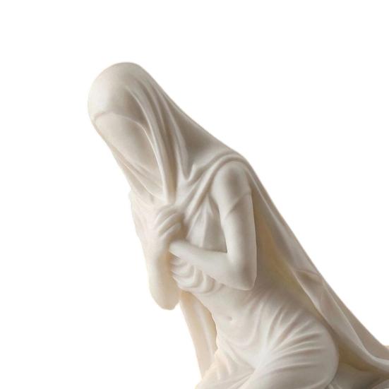 Kneeling Pray Girl Figurine 3D Printed Hooded Cowl Praying Women Statue Sculpture Home Office Desktop Religious Ornament
