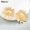 Golden Sunflower Stud Earrings Alloy Exaggerated Fashion Ethnic Style Plant Series Earrings for Women Jewelry Gifts PD1298