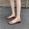Fashion Leisure Jelly Shoes Woman Summer Flat Sandals Soft PVC Bling Transparent Color Square Toe Female Home Street Flats Big Size 42