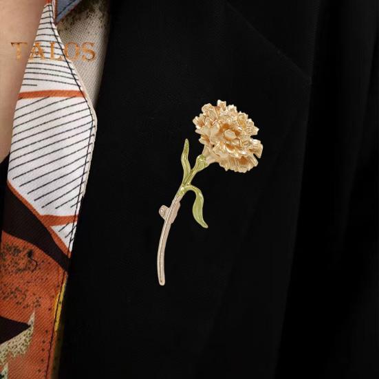 Alloy Enamel Flower Carnation Brooch Dripping Oil Process Pin Wearresistant Antirust Brooch Versatile Collar Coat Accessory For Party