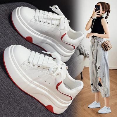 Little White Shoes Women's Spring New Shoes Versatile Round Head Thick Sole Heightening Sports and Leisure Board Shoes