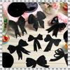 Clabby Black Bow Birthday Decorations Black Coquette Hanging Swirls Garland Banner Bow Party Decorations Ribbon Paper Cutouts for Girls Baby Shower