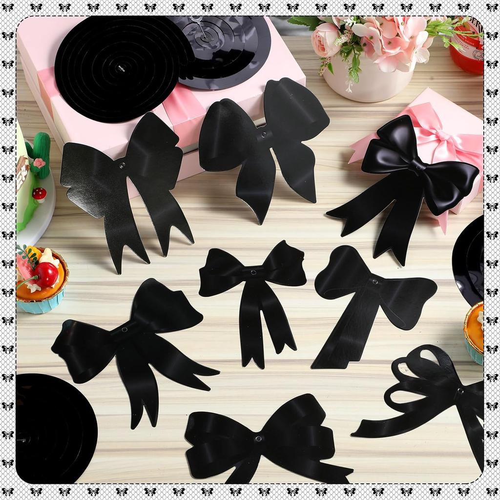 Clabby Black Bow Birthday Decorations Black Coquette Hanging Swirls Garland Banner Bow Party Decorations Ribbon Paper Cutouts for Girls Baby Shower