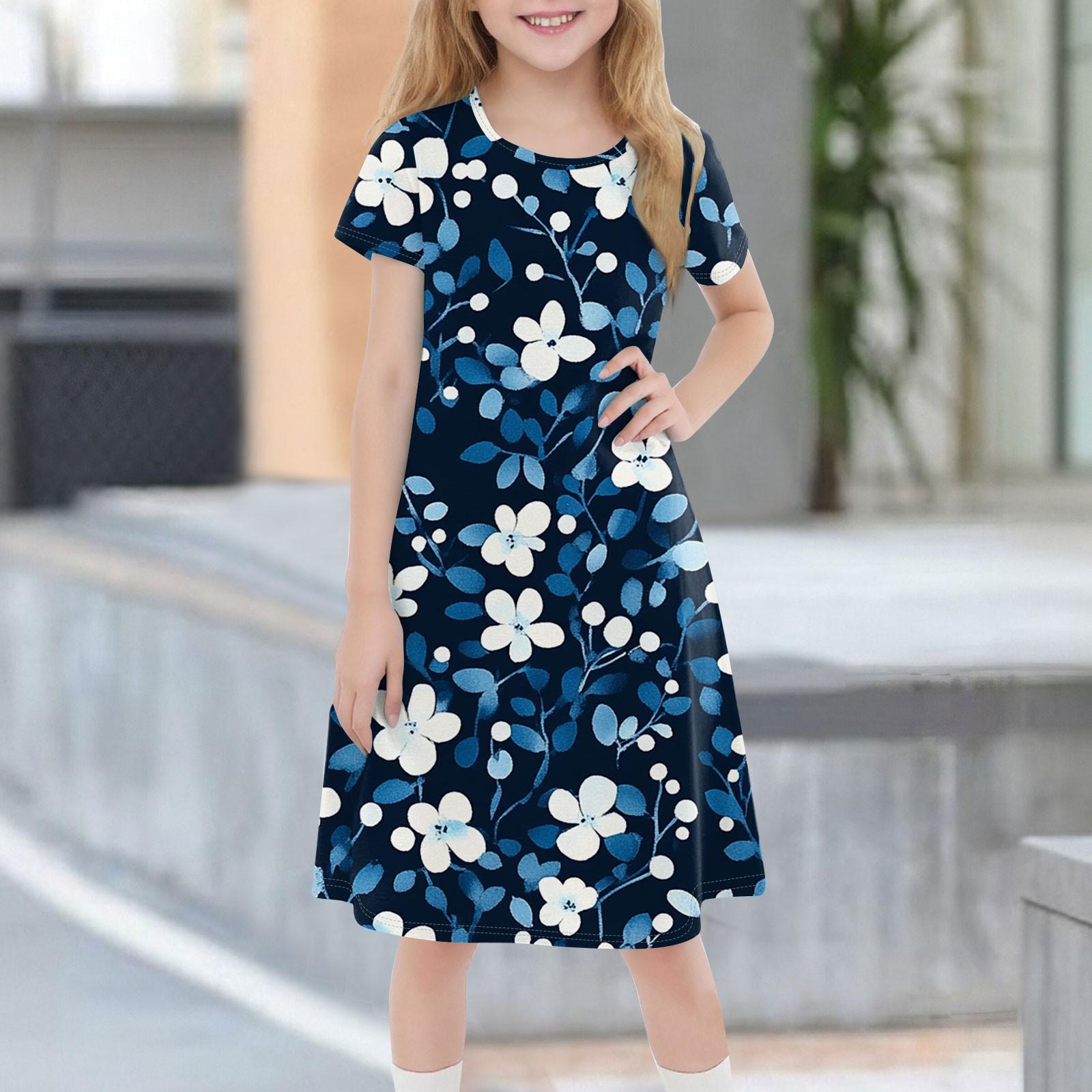 Children s Summer Short-sleeved Casual Fashion Round Neck Dress 140