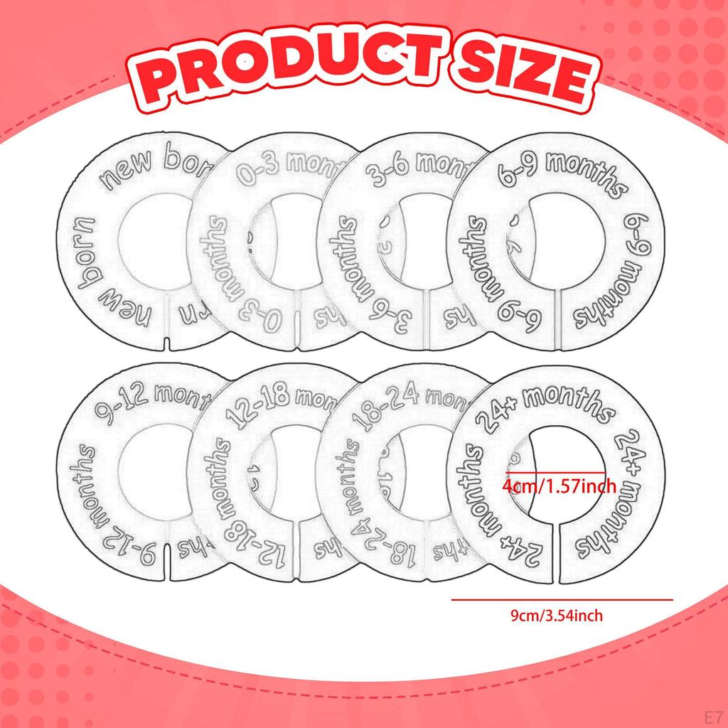 8 Pieces Wardrobe Dividers for Babies Clothes Organizer Nursery Room Decor Hanger Separator Divides