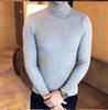 Men's High Neck Sweater Solid Color Pullover Knitted Warm Casual Turtleneck   Men Clothes
