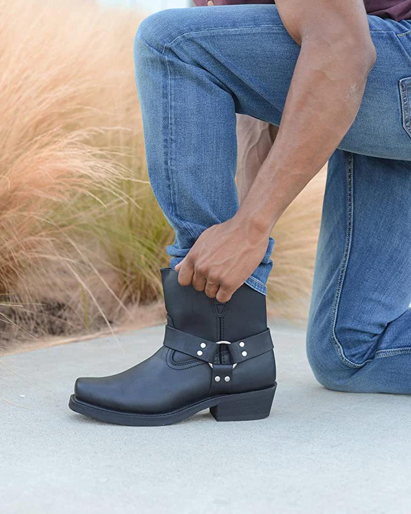 2025 New Outdoors Men Western Boots Vintage Cowboy Boots Male Lightweight Comfort Knight Boots Autumn Winter Shoes Large Size 48