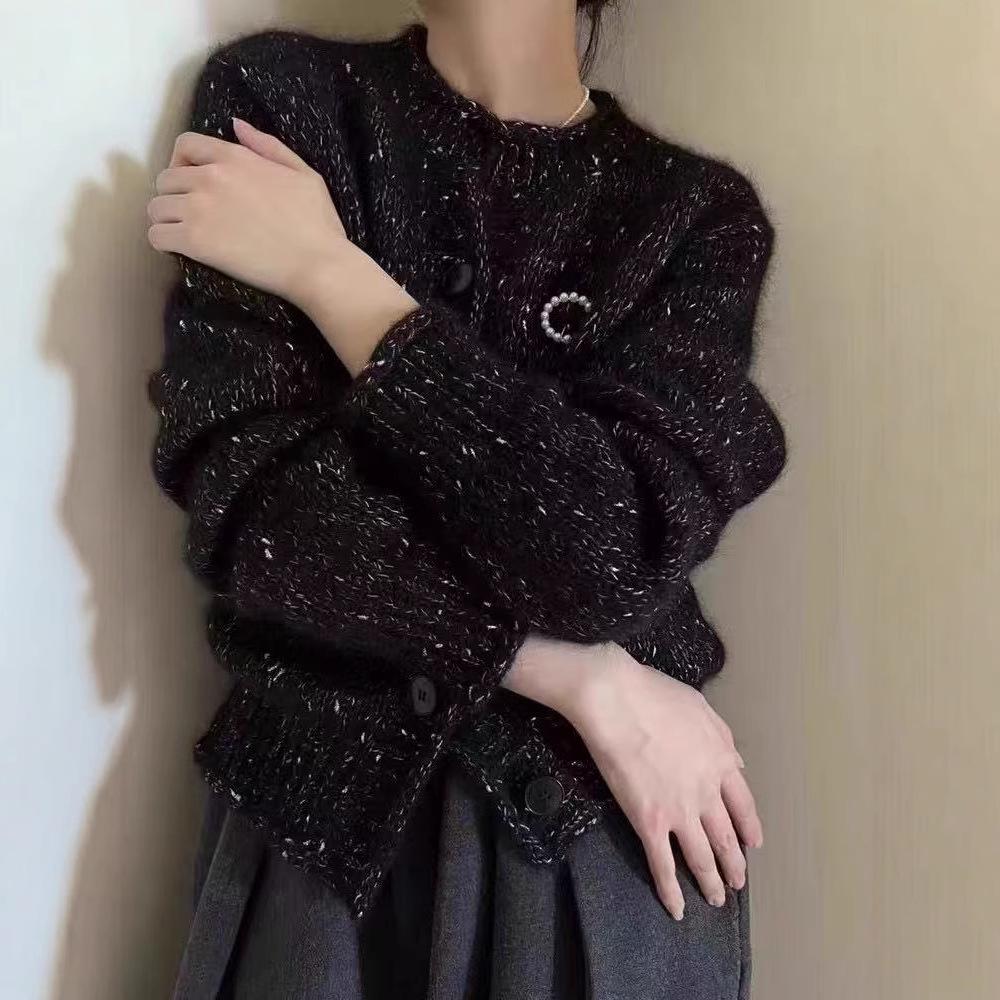 European Style Red Wool Cardigan - Women's Autumn/Winter Zodiac Knit Sweater Coat
