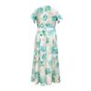 Dam sommar V-ringad elegant tryckt swingklänning i stor storlek