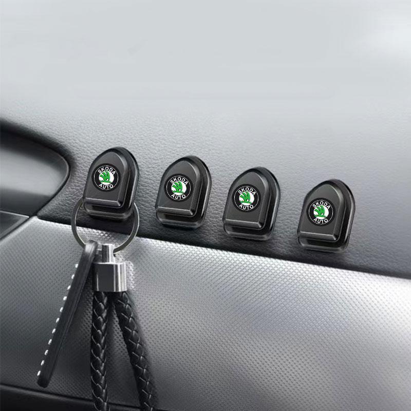 Mini Autohaken Schwarz Selbstklebend Unsichtbare Haken Innenraum Aufbewahrungshalter Für Skoda Octavia Superb Rapid Kodiaq Karoq Fabia Kamiq Roomster Citigo