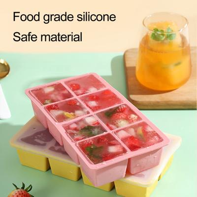 Ice Cube Mold 6/8 Grids Silicone Ice Making Tray Easy Release Large Square Cube Mold for Home Kitchen