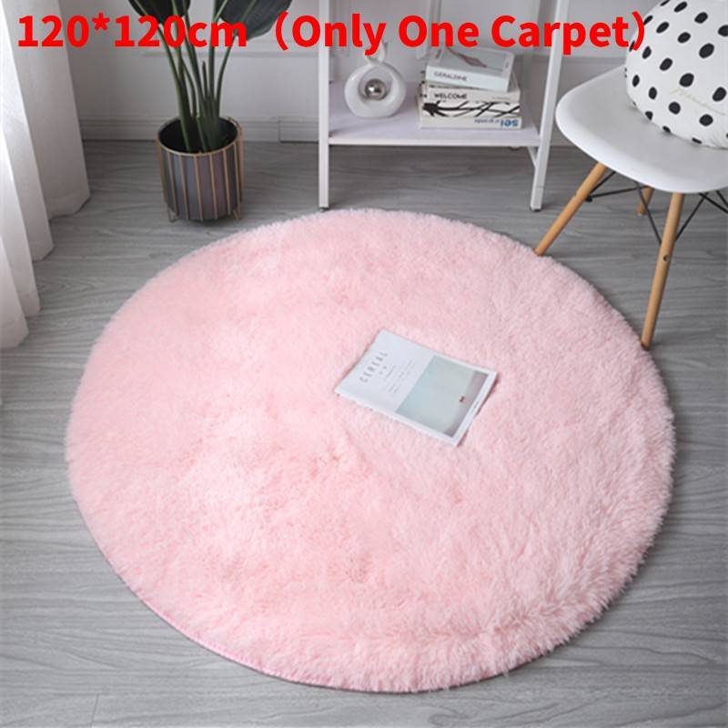 Round Rug For Living Room With Silk Wool Material And Tie Dye Pattern For Home Decor