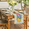 New Linen Easter Rabbit Table Runner Egg Carrot Easter Tablecloth Bunny Placemat Kitchen