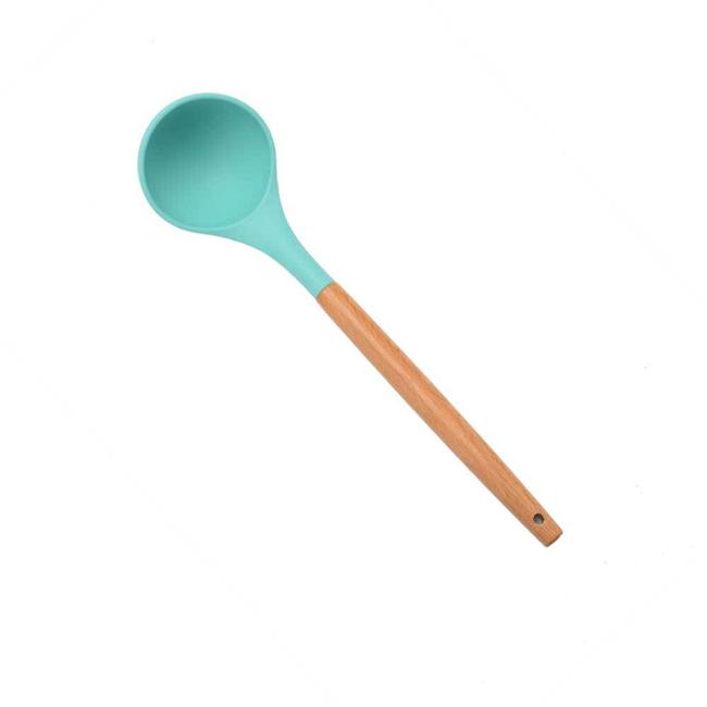 1PC Silicone Wood Turner Soup Spoon Spatula Brush Scraper Pasta Server Egg Beater Kitchen Cooking Tools Kitchenware Green/Pink