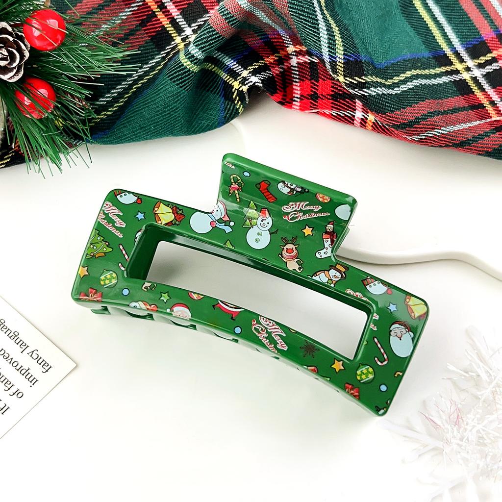 1/4pcs Christmas Theme Hair Clips, Snowman Santa Reindeer Print Fashion Jaw Clip for Party Prom Women, Christmas Claw Clip