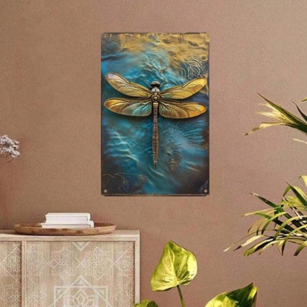 Vintage Dragonfly Metal Tin Sign Retro Wall Art Rustic Home Decor Kitchen Bar