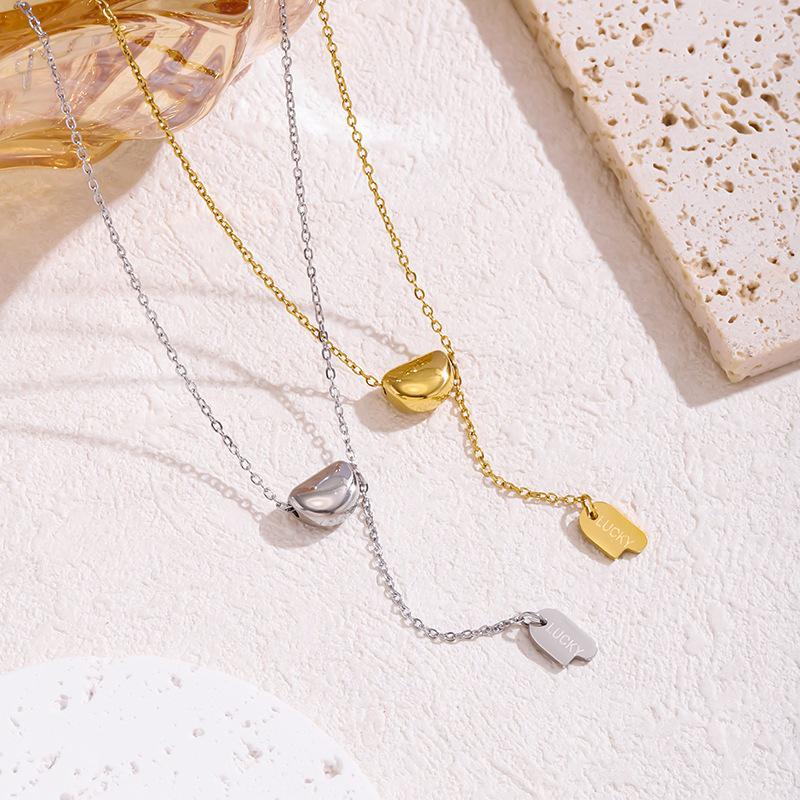 Lucky Design Titanium Steel Lentil Clavicle Necklace - High-end Light Luxury Fringe Accessory for Women