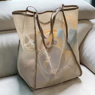 Aufbewahrungstasche Große Kapazität Netz-Tragetasche Atmungsaktiv Transparente Strandtasche für Schwimmen Fitnessstudio Einkaufen Faltbar Kompakt Reisetasche Mehrzweck-Organizer