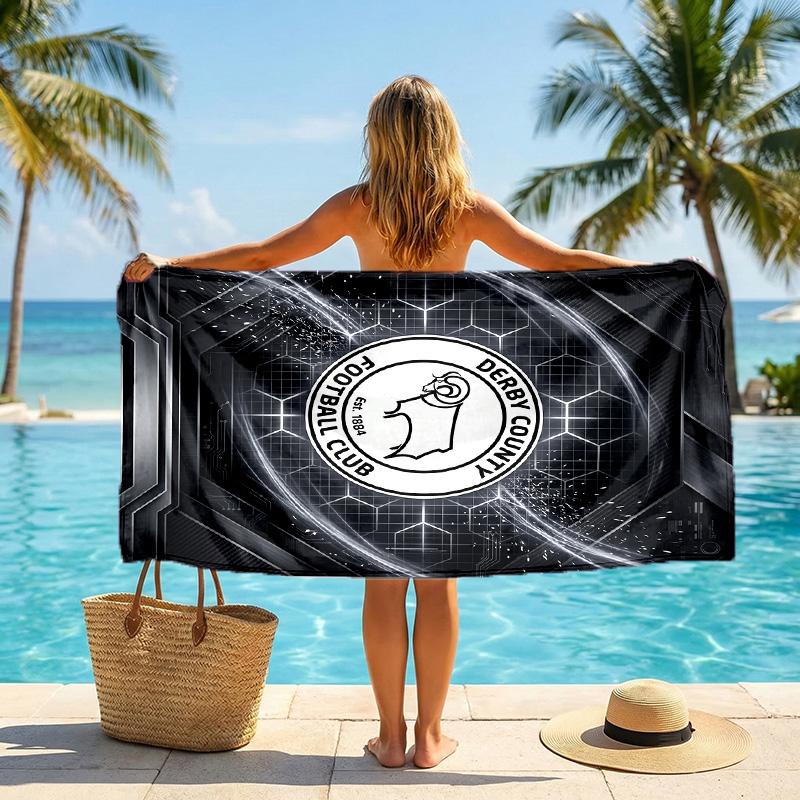 Asciugamano da Spiaggia Derby County Football Morbido Microfibra Asciugamano Estivo Asciugatura Rapida Assorbente per Spiaggia Piscina Viaggio
