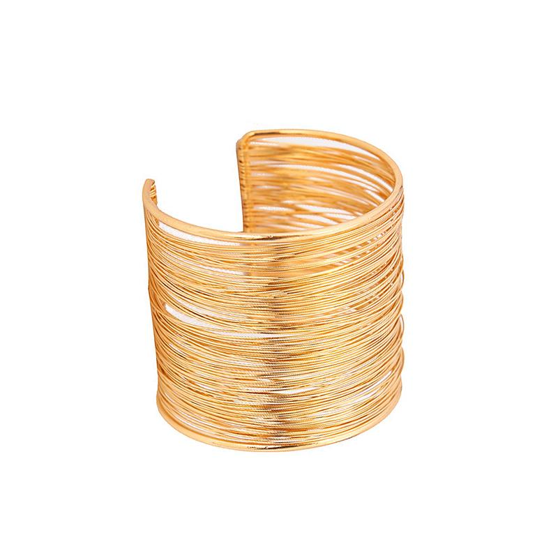 Bracelets Ouverts Multicouches Exagérés Métal Couleur Or Hyperbole Femmes Bracelet Géométrique Joncs Pulseiras Bijoux