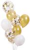 White Gold Confetti Balloons Mix Communion 10Pcs.