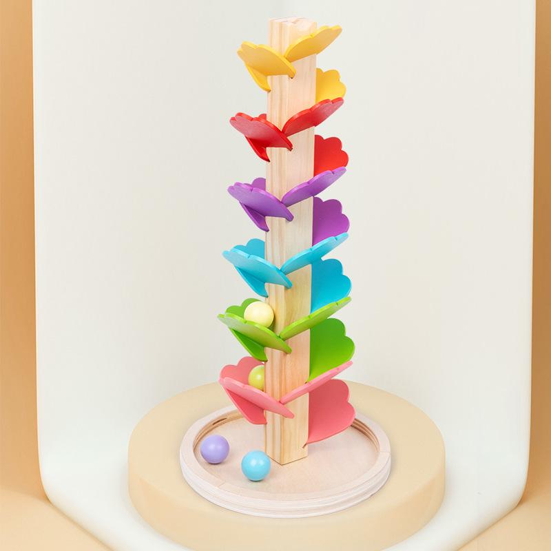 Colorful Wooden Marble Run and Bead Game Toy for Kids