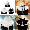 Vintage Victorian Ruffle Stand False Collar with Ribbon Bowknot Pleated Shawl Cape Boleros for Wedding And Evening Wear
