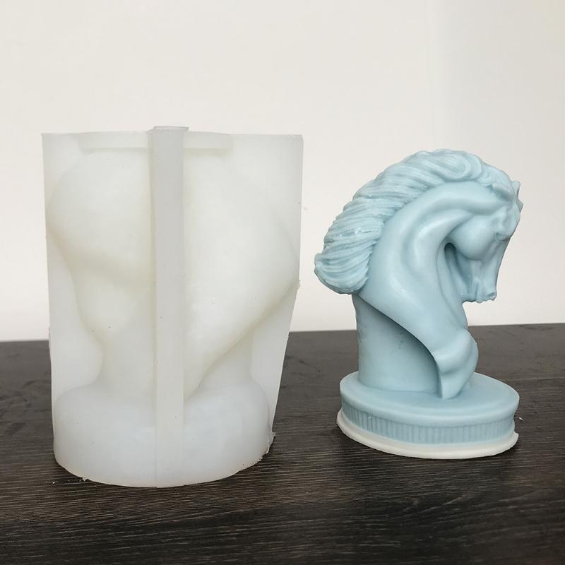 New War Horse Head Sculpture Silicone Mold 3D Horse Head Candle Plaster Art Resin Making DIY Soap Baking Supplies Home Decor