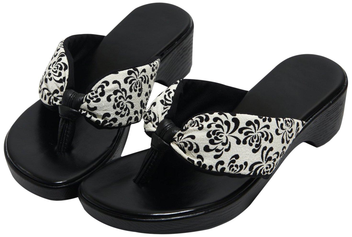 

Хризантема узор японский узор уретан широкий сделано в L [Hasegawa] сандалии, подошва, ремешки, Япония, белый, белый