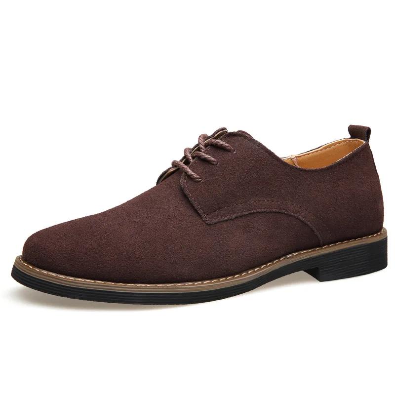 Nowe Męskie Zamszowe Skórzane Buty Codzienne Brytyjski Styl Szpiczasty Nosek Eleganckie Buty Modne Sznurowane Mokasyny