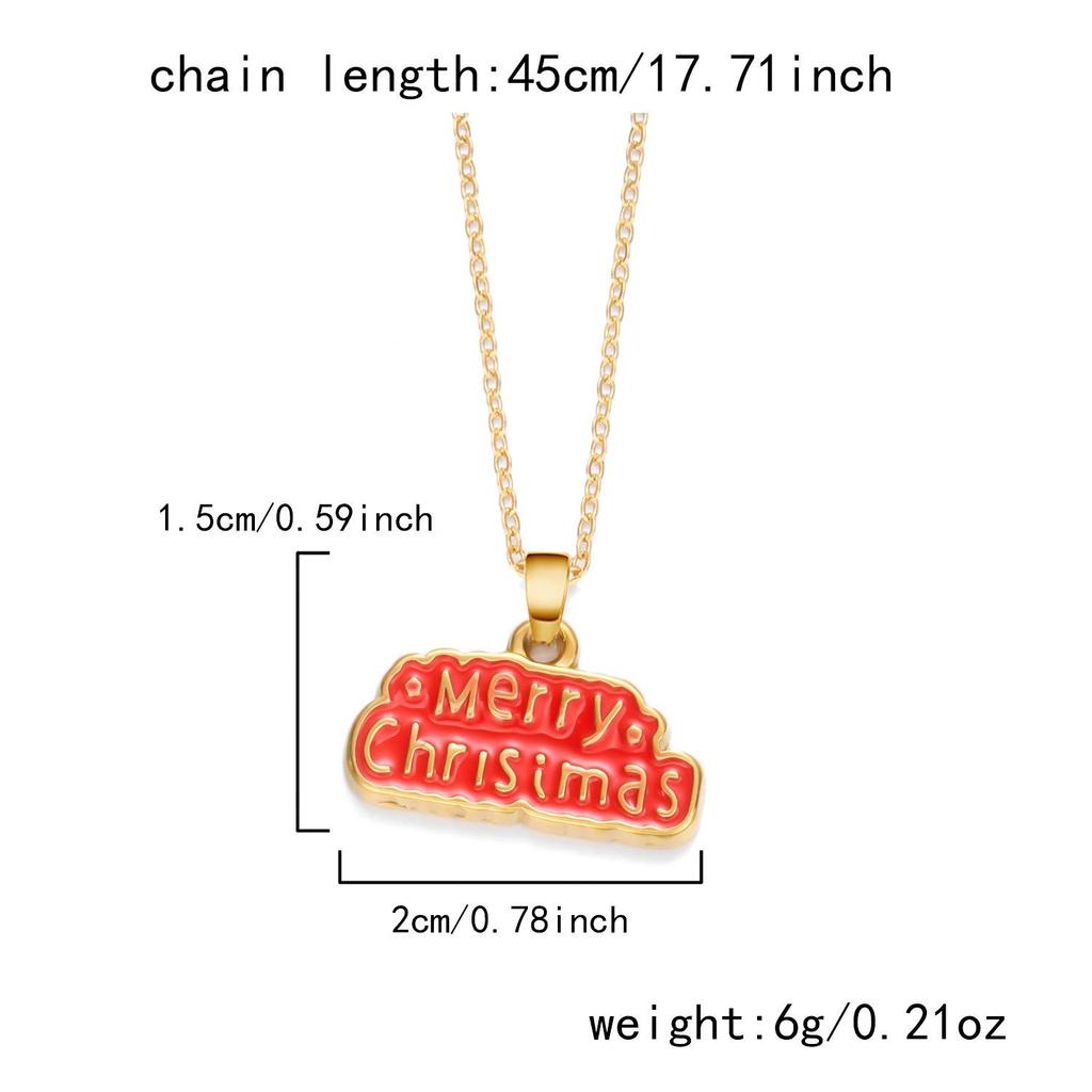 Europäische und amerikanische Edelstahl-Cartoon-Weihnachtskette mit Tropföl-Schneeflocken- und Baum-Anhängern