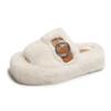 Fashion Women House Slippers 2025 New Designer Plush Slippers Summer Home Furry Fur Slides Women Luxury Slip on Platform Shoes Female