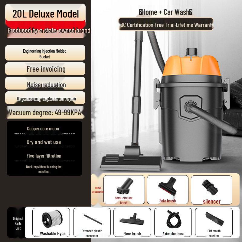 High-Power Industrial Vacuum Cleaner for Home, Car, and Small-Scale Cleaning