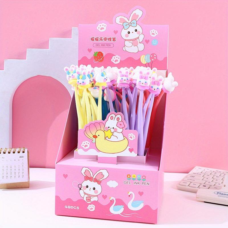 

Back to school season 48pcs 0.5mm creative soft glue pink rabbit shaking neutral pen cartoon cute shape signature pen gift pen stationery Random style 48pcs