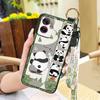 Phone Holder Wrist Strap Phone Case For MOTO G55 5G Fashion Design Wristband Panda Kickstand Cute Soft case Anti-dust