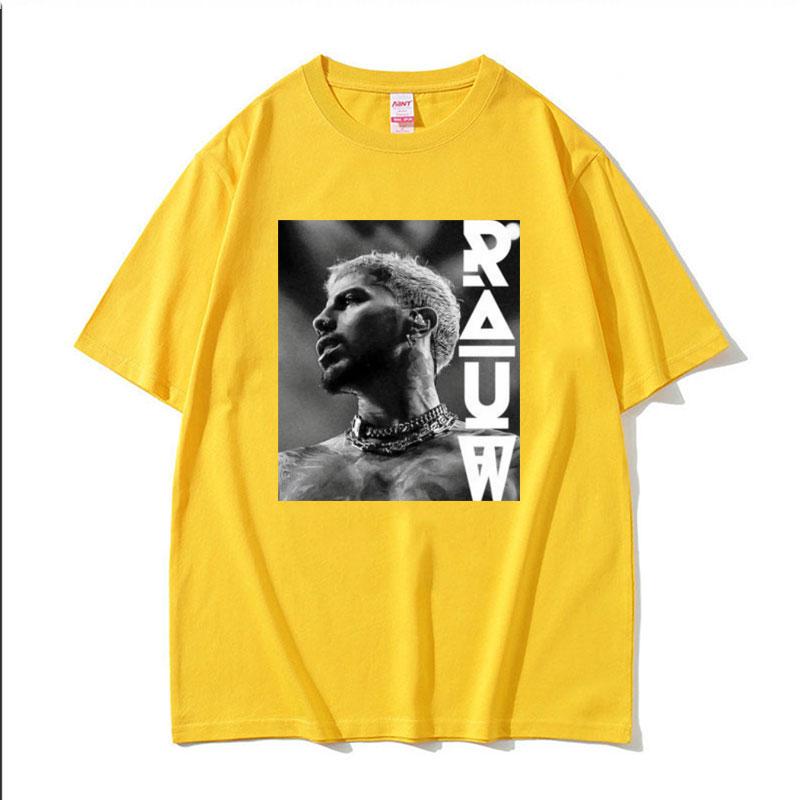 Rapper Rauw Alejandro Reggaeton Trap T-shirt Unisex's Harajuku Retro Hip Hop Punk T-shirts Unisex 100% Cotton Short Sleeve T Shirt
