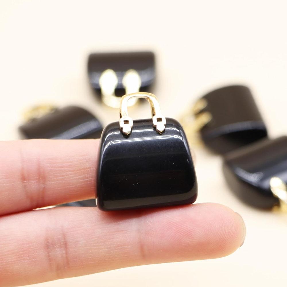 Natural Stone Carved Mini Bag Reiki Healing Crystal Handbag Shape Palm Worry Stones Chakra Balancing Gifts