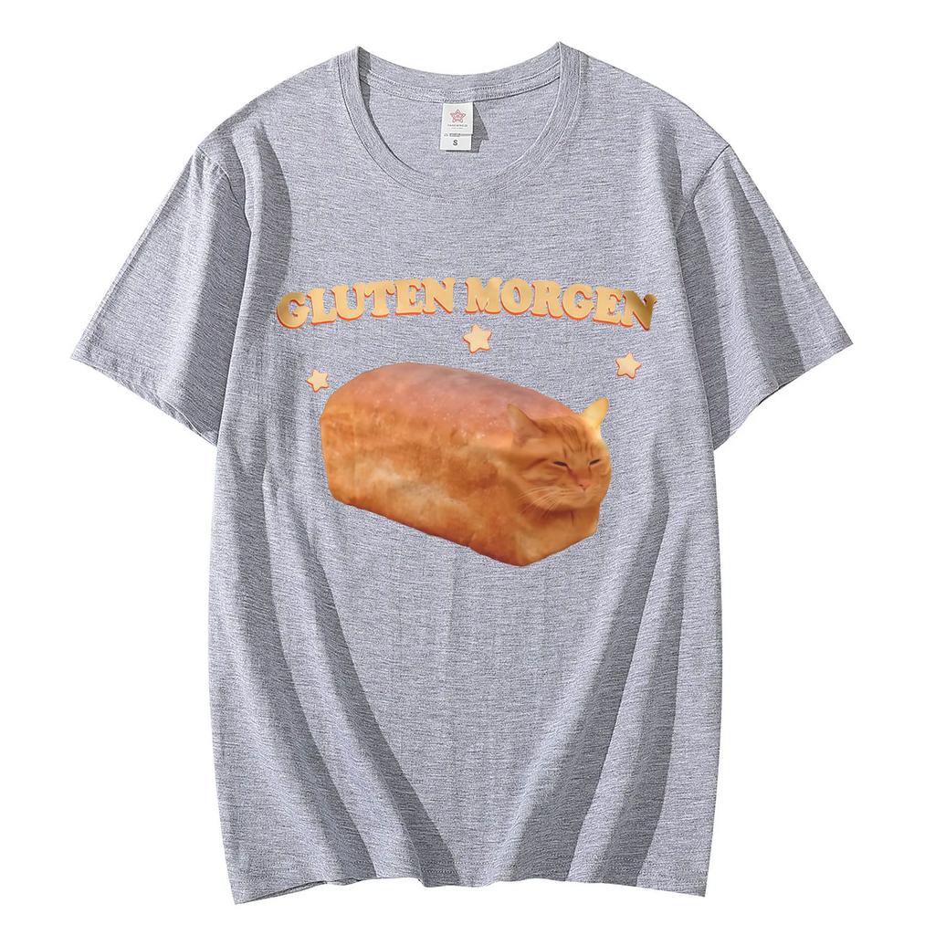 Gluten Morgen Divertente Gatto Meme Maglietta Alta Qualità Moda Magliette Oversize Uomo Donna Cotone Manica Corta Maglietta