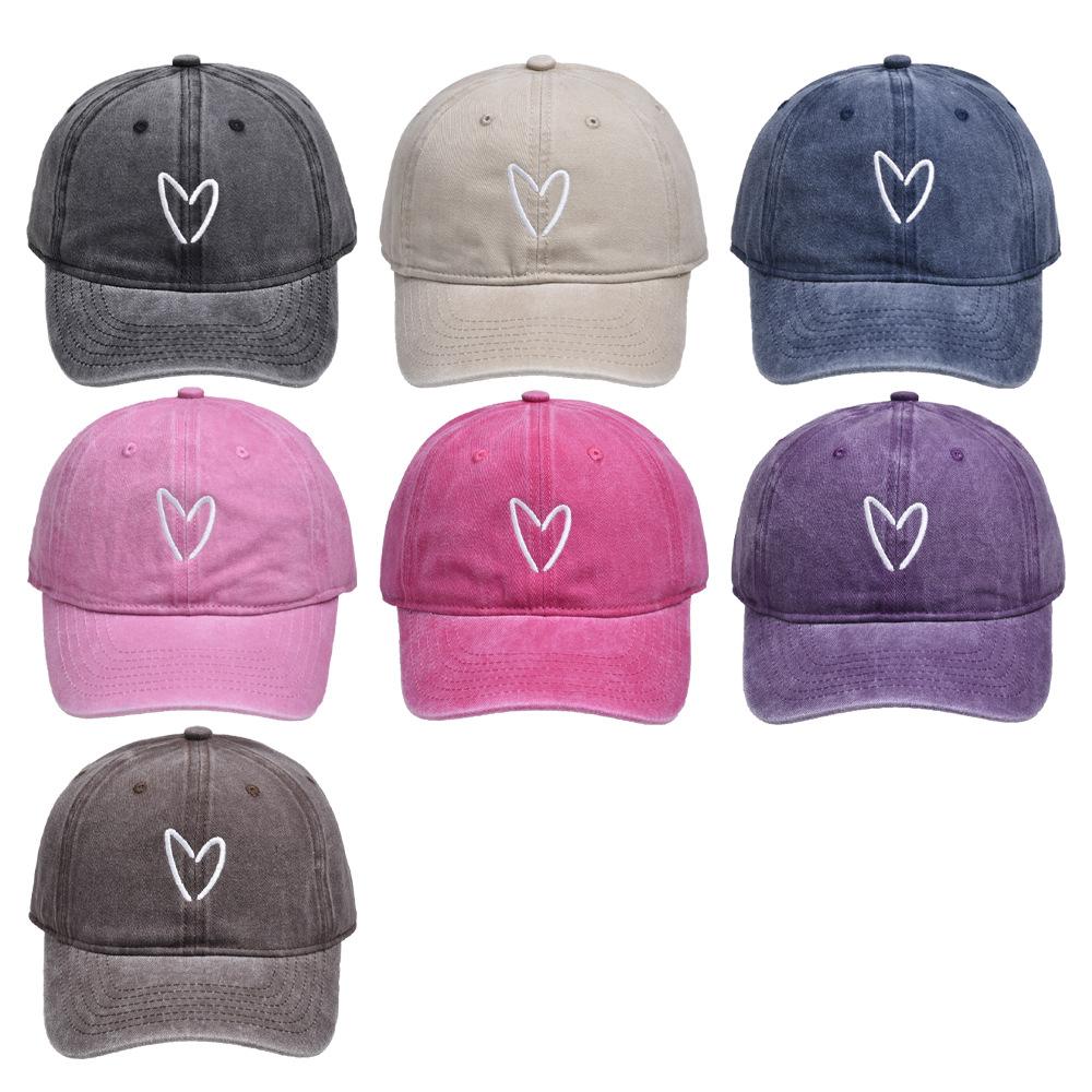 Unisex Vintage Washed Baseball Cap Love Embroidered Sunscreen Dad Hat for Men & Women Outdoor Travel Summer Sunshade Cap