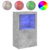 Side Table with LED Lights Concrete Grey Particleboard