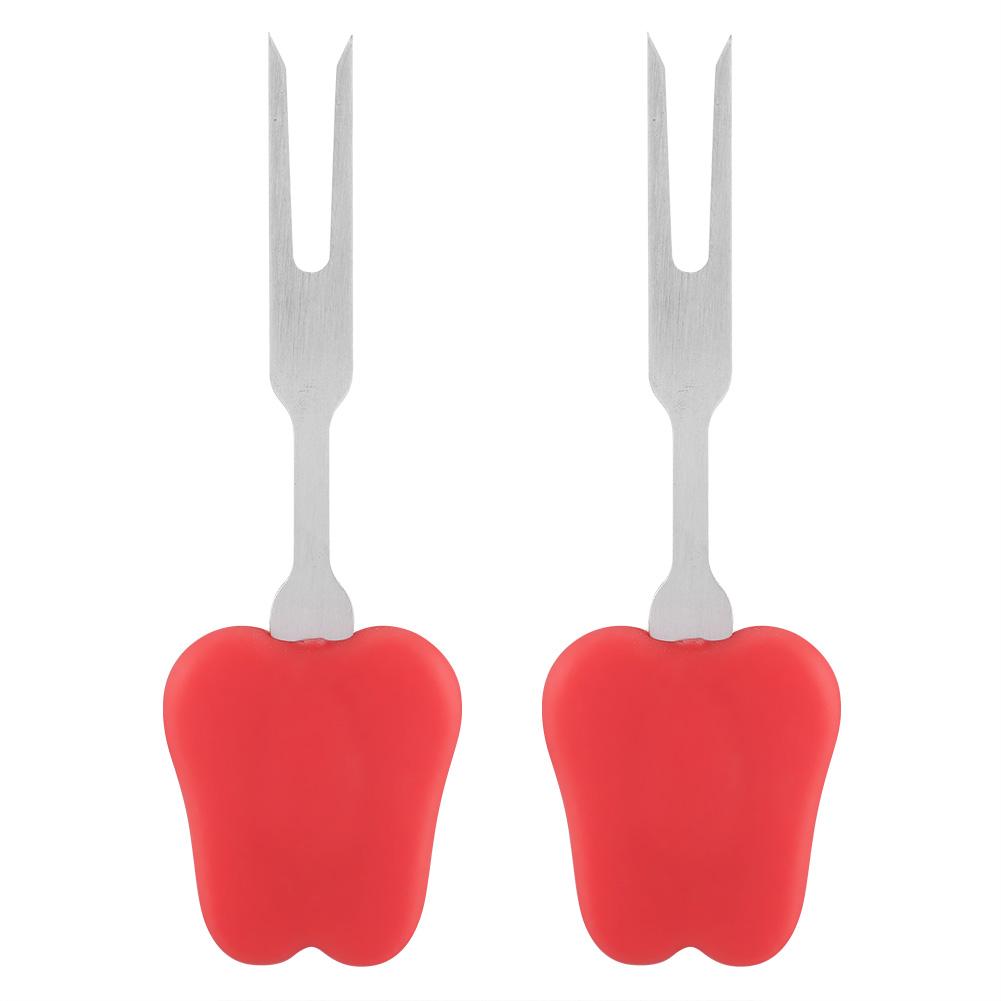

2 шт. Вилки из нержавеющей стали для барбекю, шашлыки, домашняя кулинария, фруктовые закуски Red