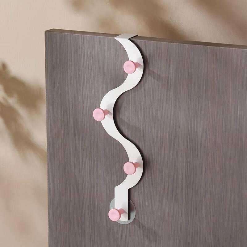

ZNMW No-Drill Wave Coat Hooks (2-Pack, White & Pink)