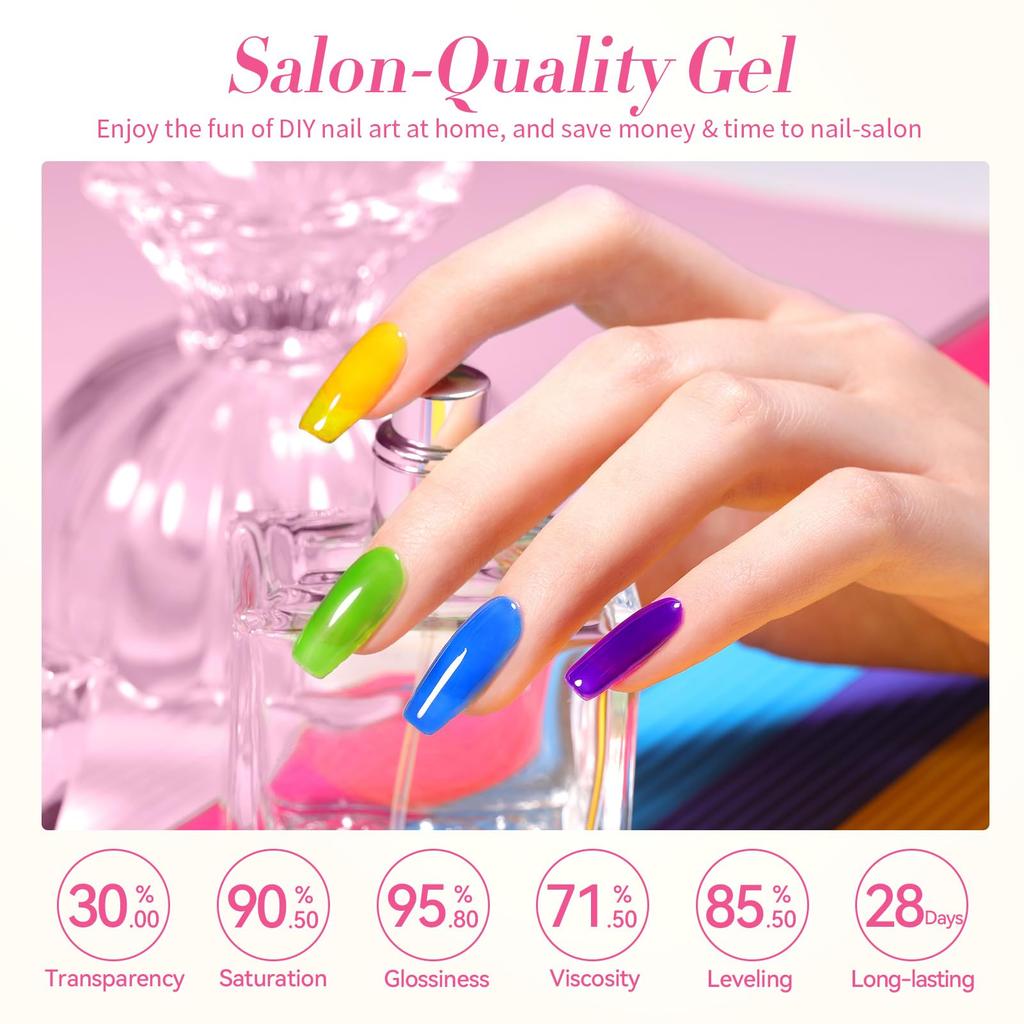 BORN PRETTY Gel Nail Color Gel Transparent Gel Nail Set Gel Nail Set Sheer Colors Colors - Sheer, (6 Colors) - - - Beginner-Friendly - Spring/Summer -