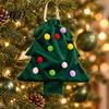 Christmas Tree Hanging Ornaments Drawstring Gift Bag, Plush Pom Bell Party Containers Ornament, Reusable Candy Pouch Decor for Holiday Door