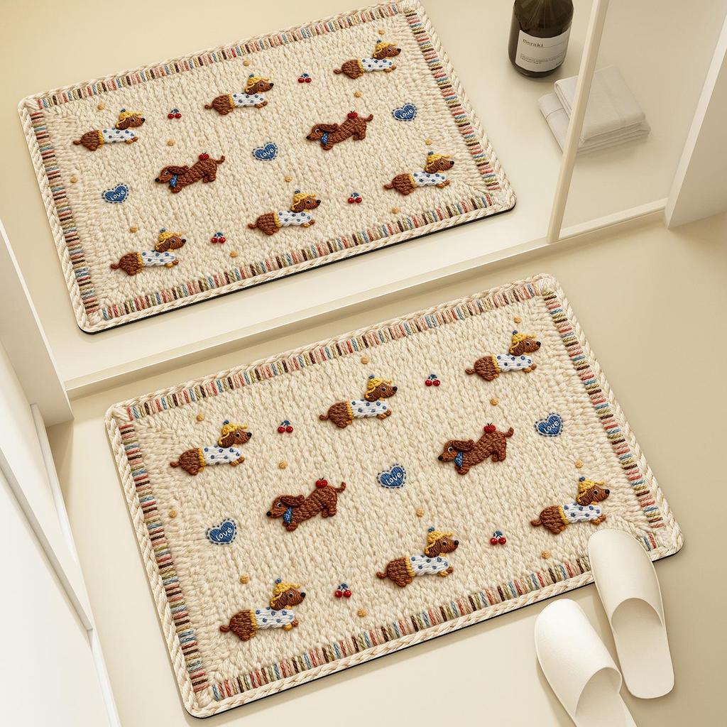 Cartoon Cute Quick-Dry Non-Slip Bathroom Mat - Absorbent, Dirt-Resistant, Easy-to-Clean Diatomaceous Earth Design.