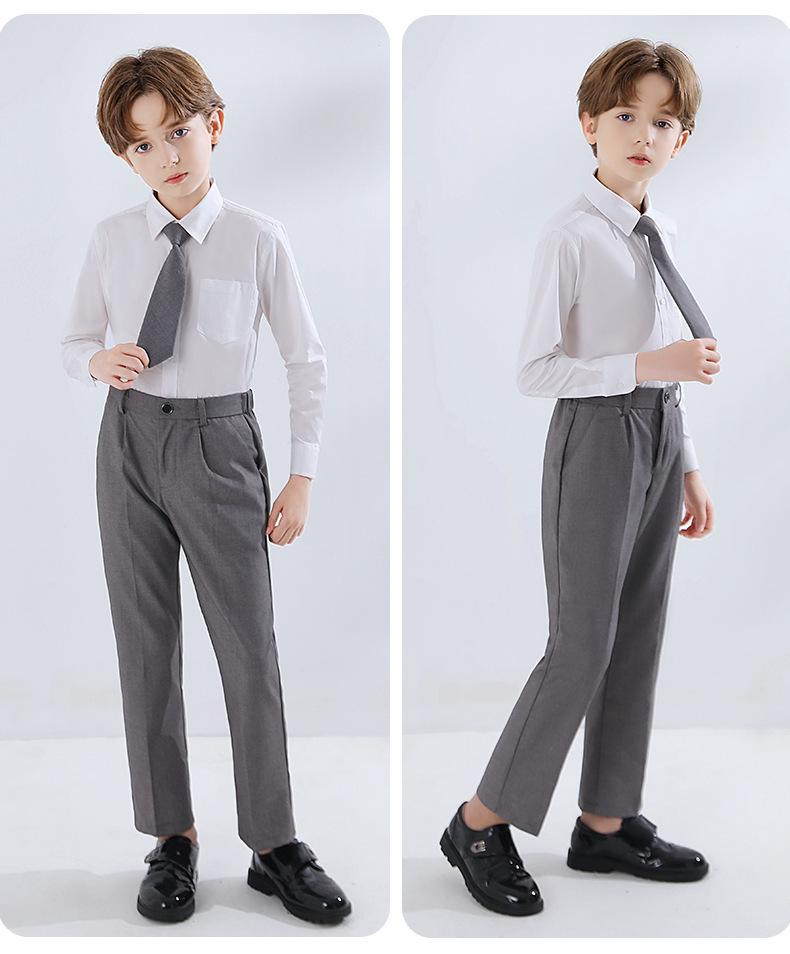 Children's Long-Sleeve White Shirt for Boys and Girls - School Uniform & Performance Wear for Spring and Autumn